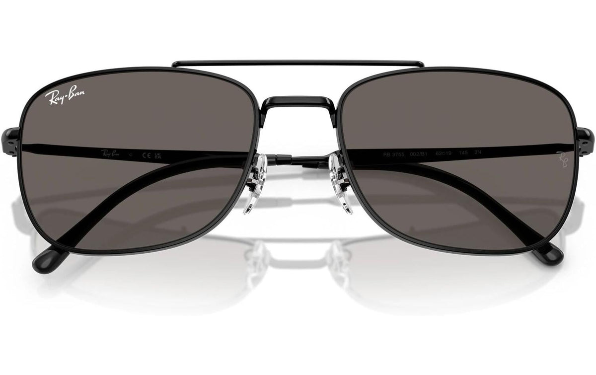 Ray-Ban Schutzbrille RB3755 – Dunkelgraue Gläser, UV-Schutz, Schwarzer Metallrahmen