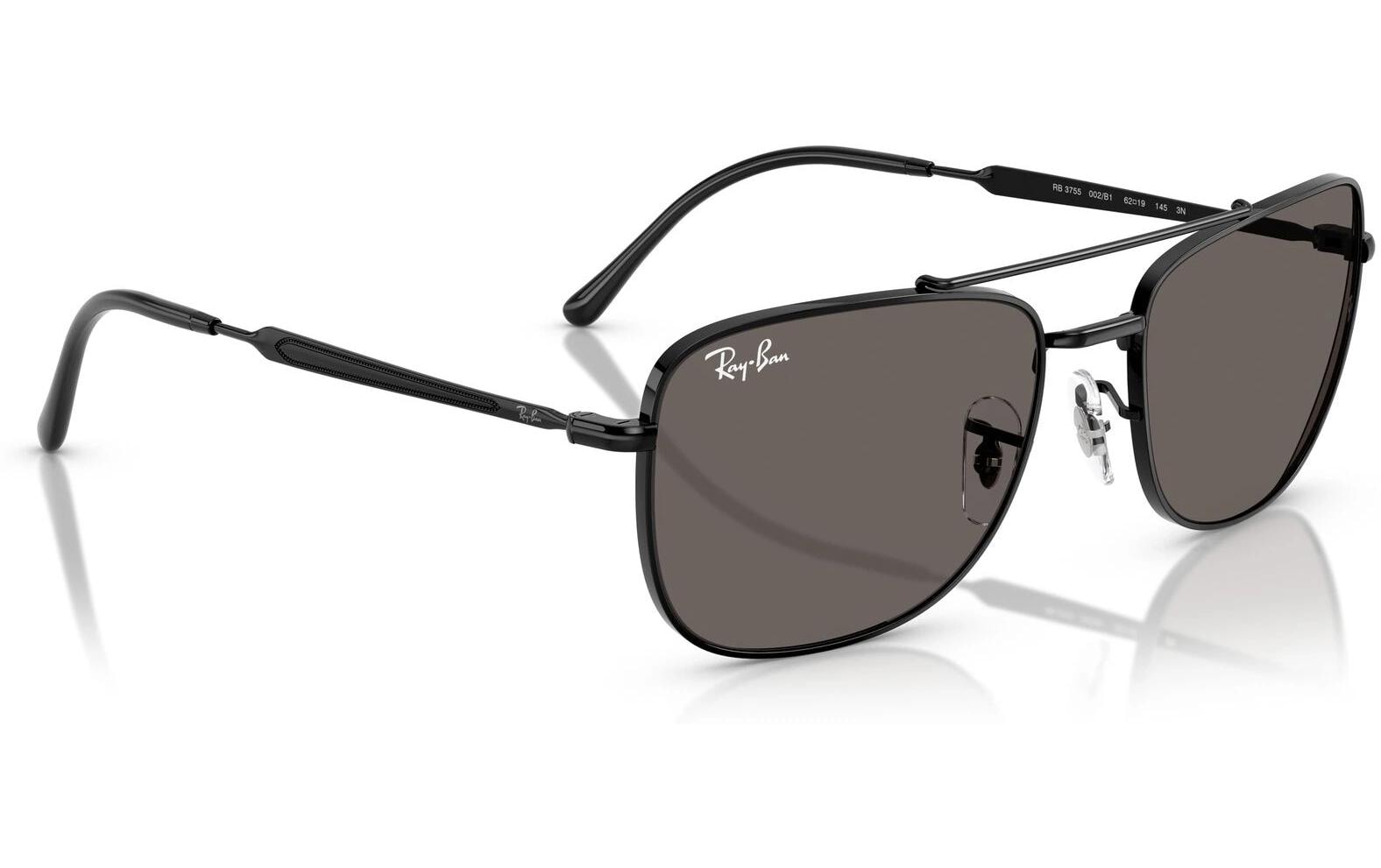 Ray-Ban Schutzbrille RB3755 – Dunkelgraue Gläser, UV-Schutz, Schwarzer Metallrahmen