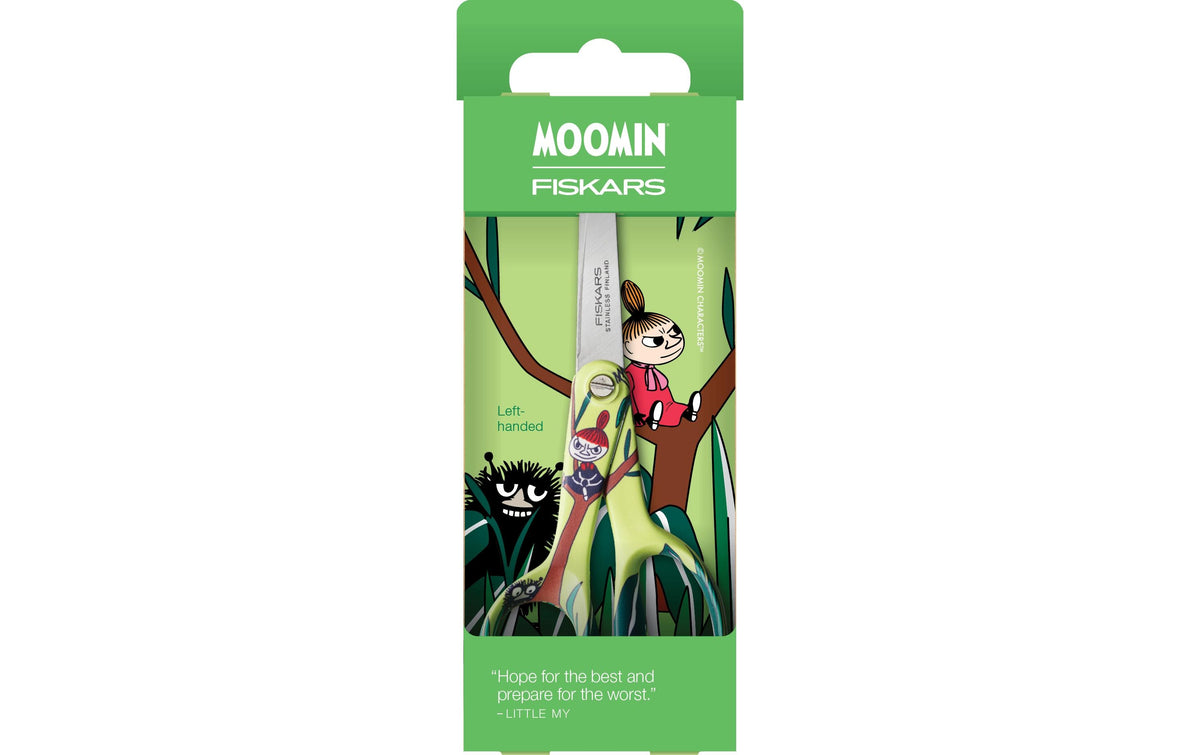 Fiskars Moomin ABC Little My Kinderschere 13,0 cm, für Linkshänder – Edelstahl, Grün