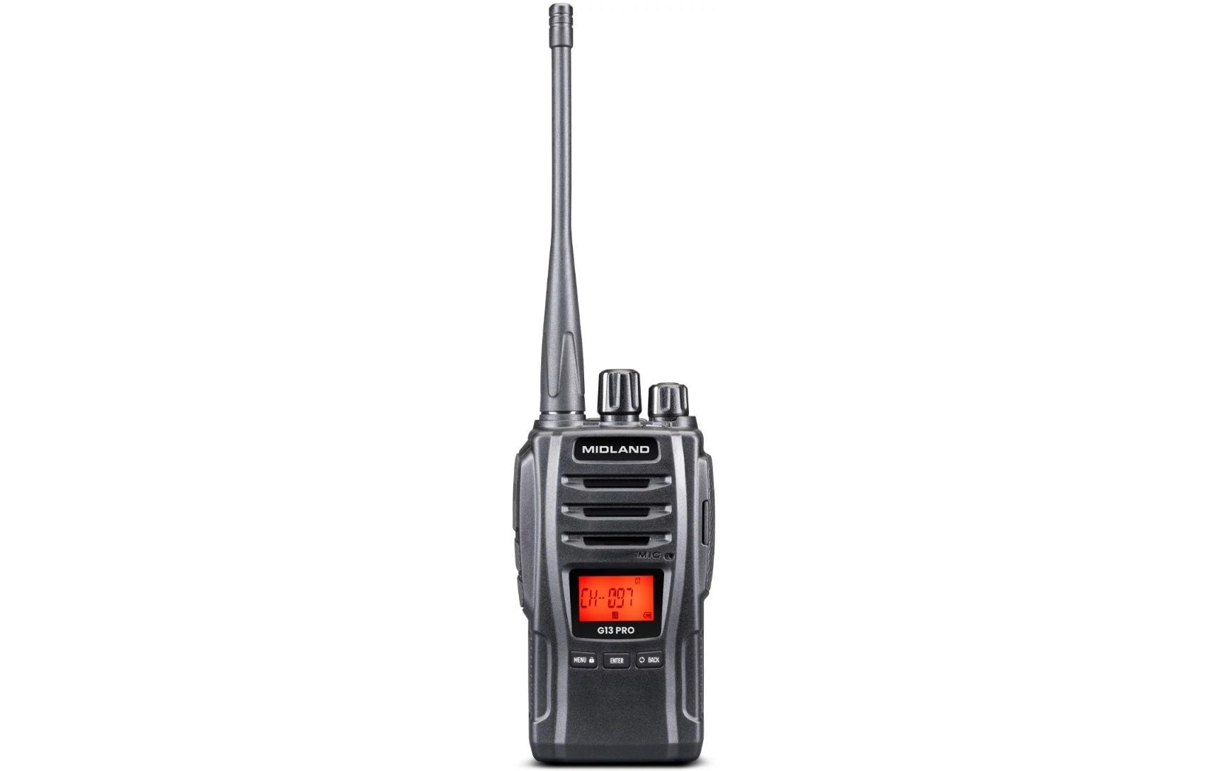 Midland G13 Pro – Funkgerät, 85 Kanäle, Reichweite bis 10 km, Metallgehäuse, IPX4