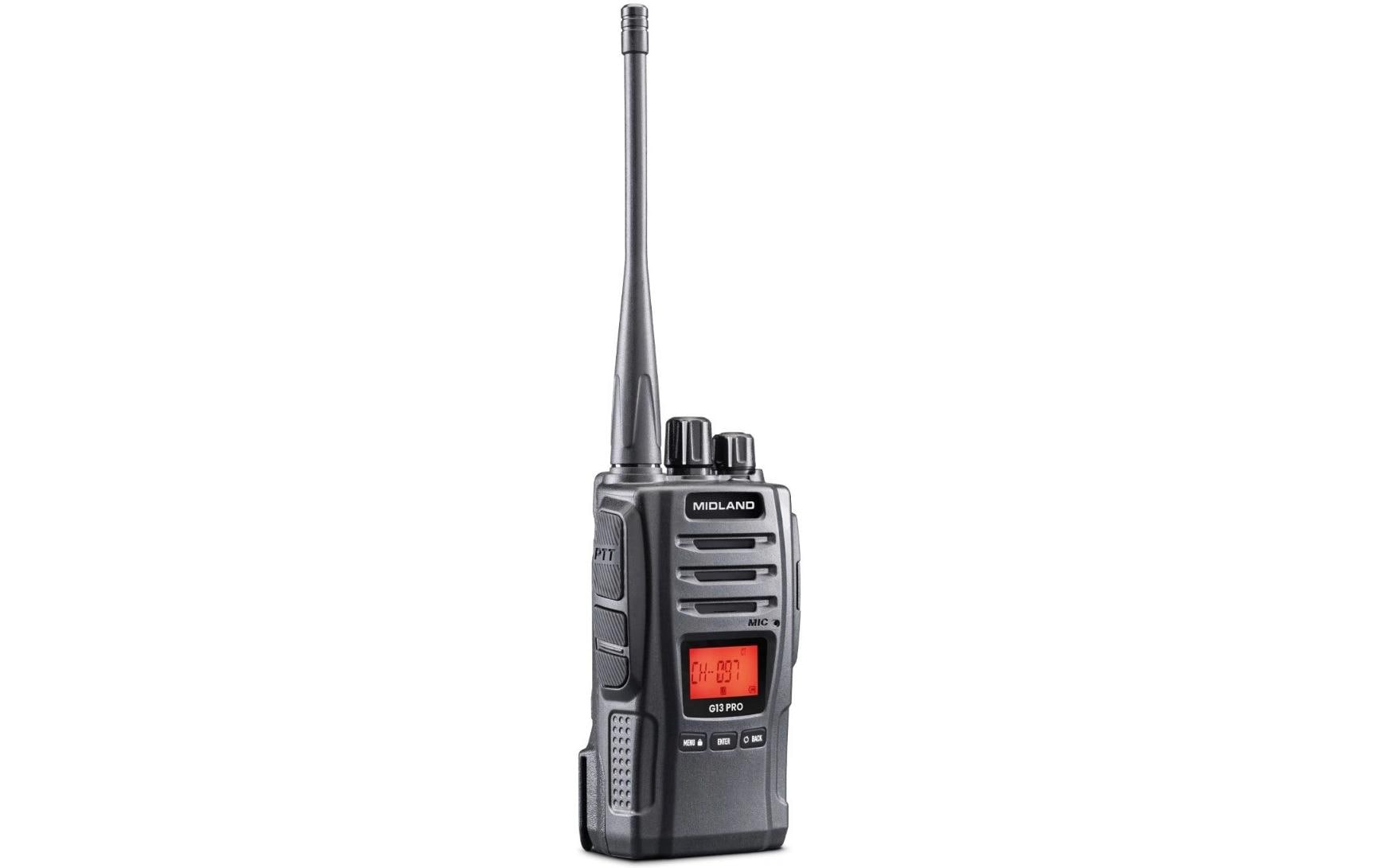 Midland G13 Pro – Funkgerät, 85 Kanäle, Reichweite bis 10 km, Metallgehäuse, IPX4