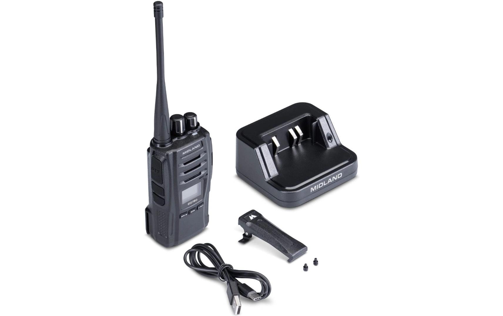 Midland G13 Pro – Funkgerät, 85 Kanäle, Reichweite bis 10 km, Metallgehäuse, IPX4