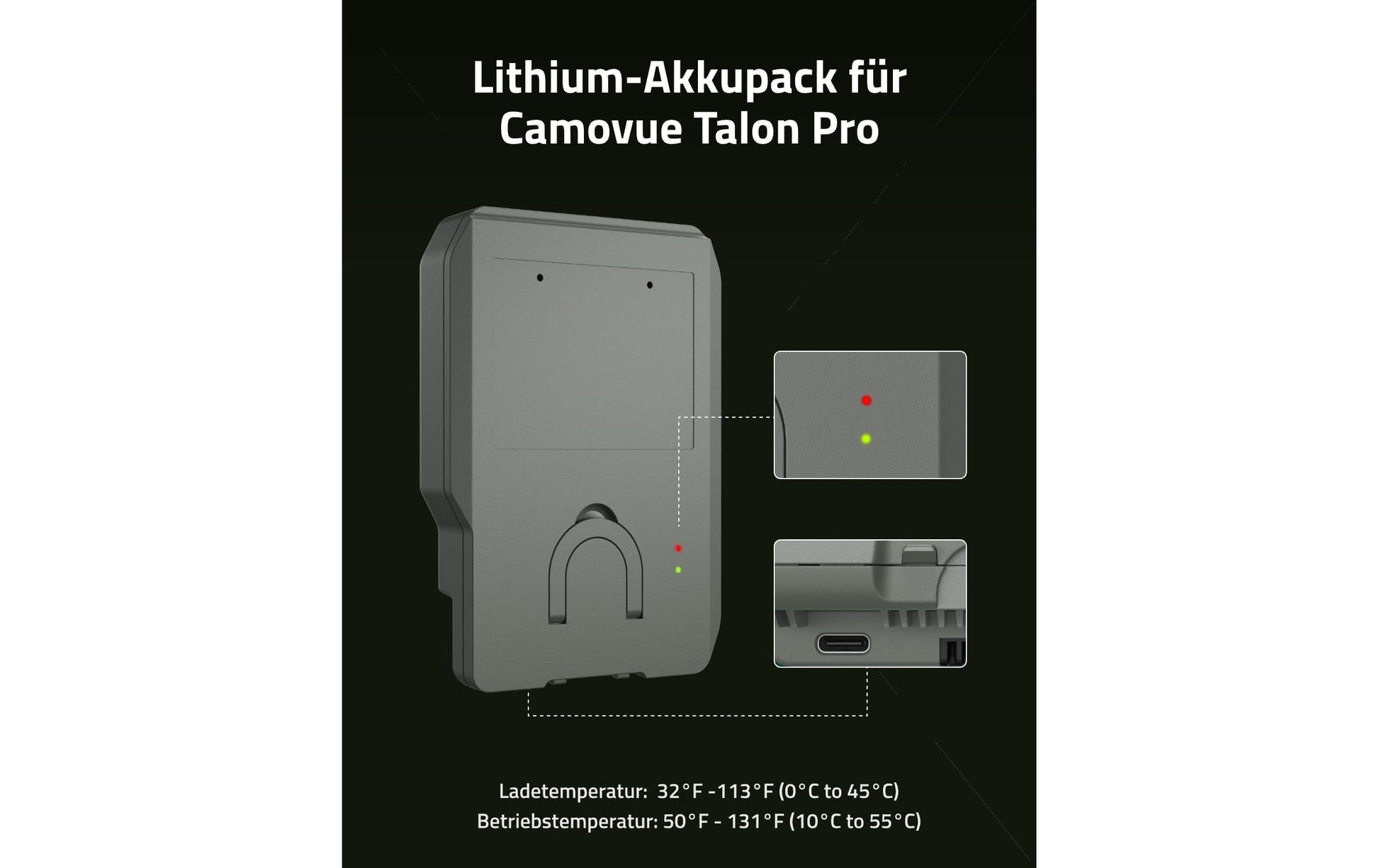 Reolink zubehör Camovue Batteriepack – USB-C – für Camovue Talon Pro – Schwarz