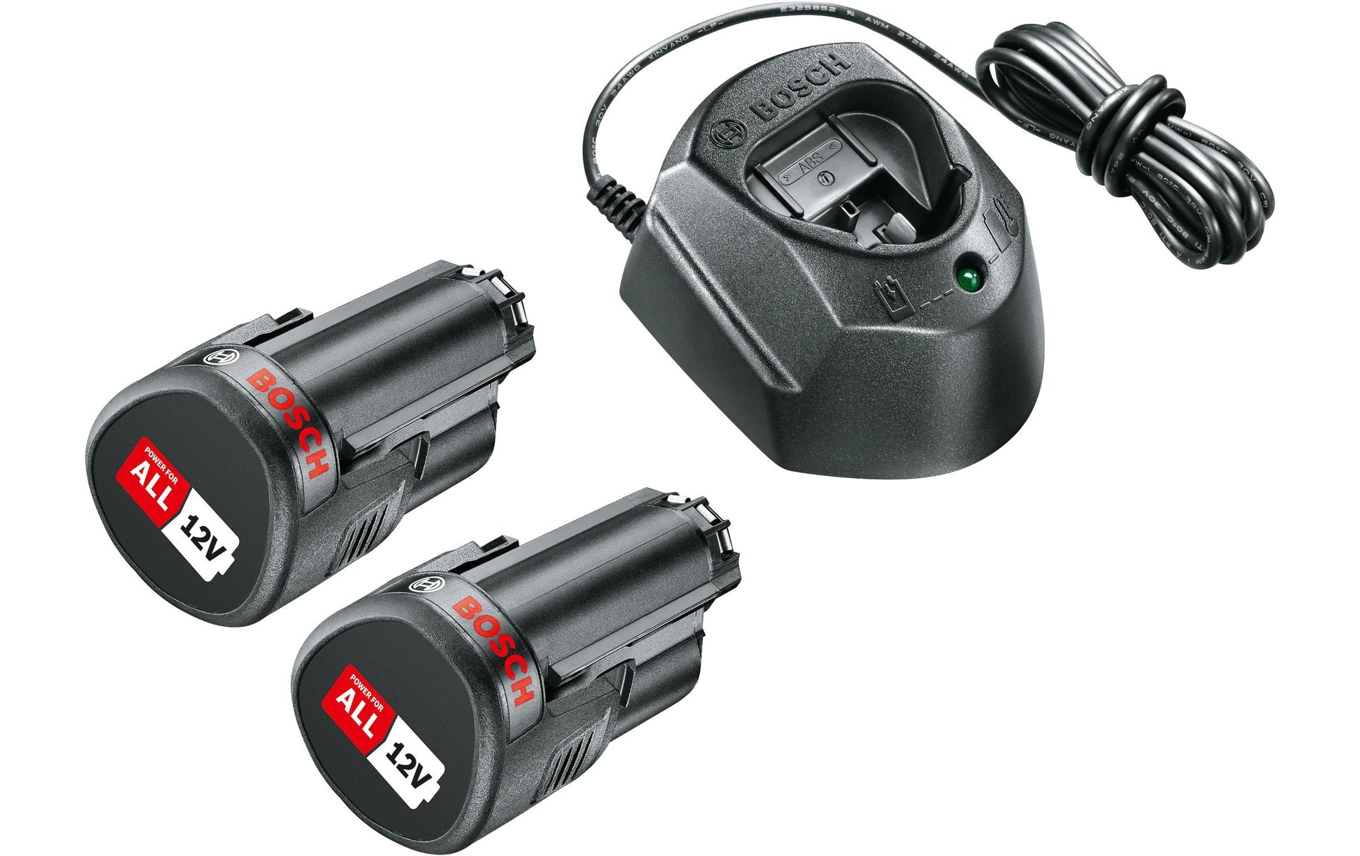 Bosch Starter-Set Akku 12 V 1,5 Ah (36 Wh) – POWER FOR ALL 12 V – 2 Akkus + Ladegerät
