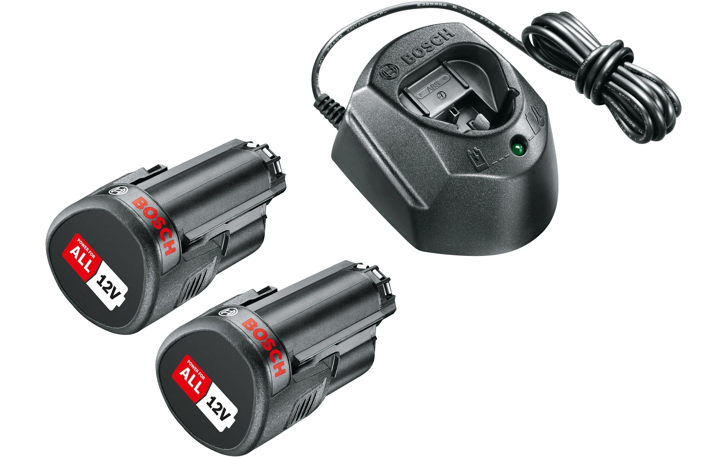 Bosch Starter-Set Akku 12 V 1,5 Ah (36 Wh) – POWER FOR ALL 12 V – 2 Akkus + Ladegerät