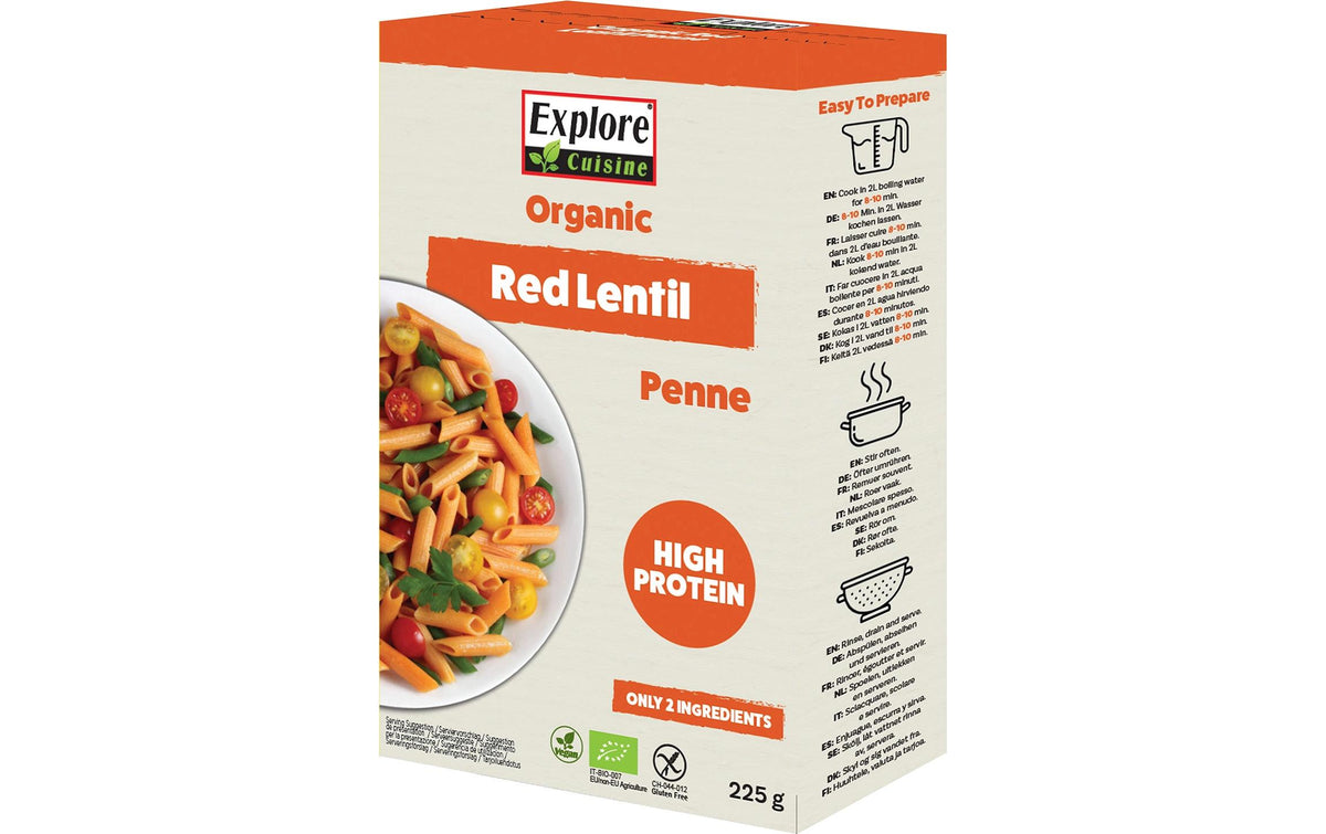 Explore cuisine Penne aus roten Linsen – Bio, glutenfrei – 225 g