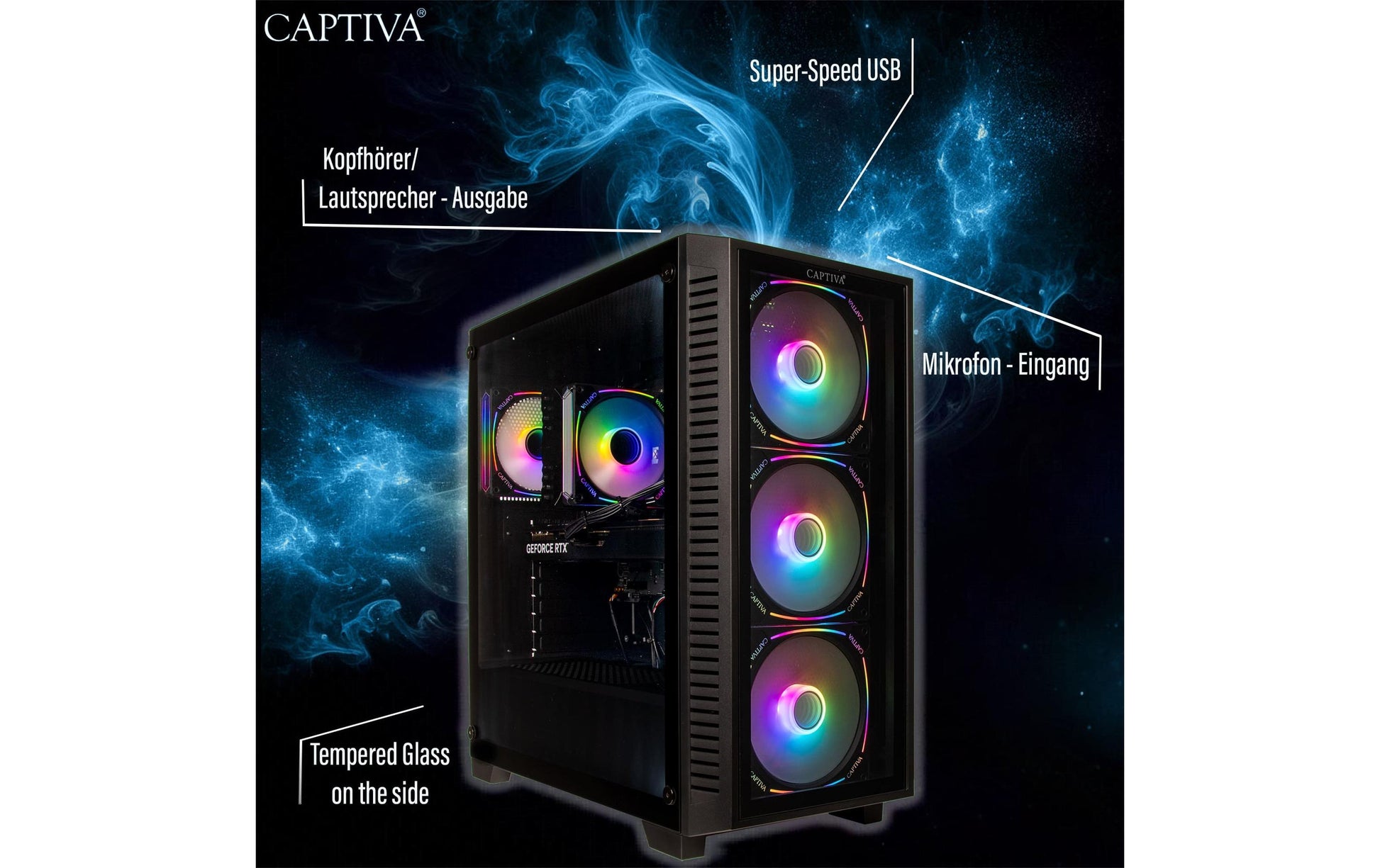 Captiva Tower – AMD Ryzen 7 5700X, 32 GB RAM, 1 TB SSD, NVIDIA GeForce RTX 5070 12 GB, Windows 11 Home