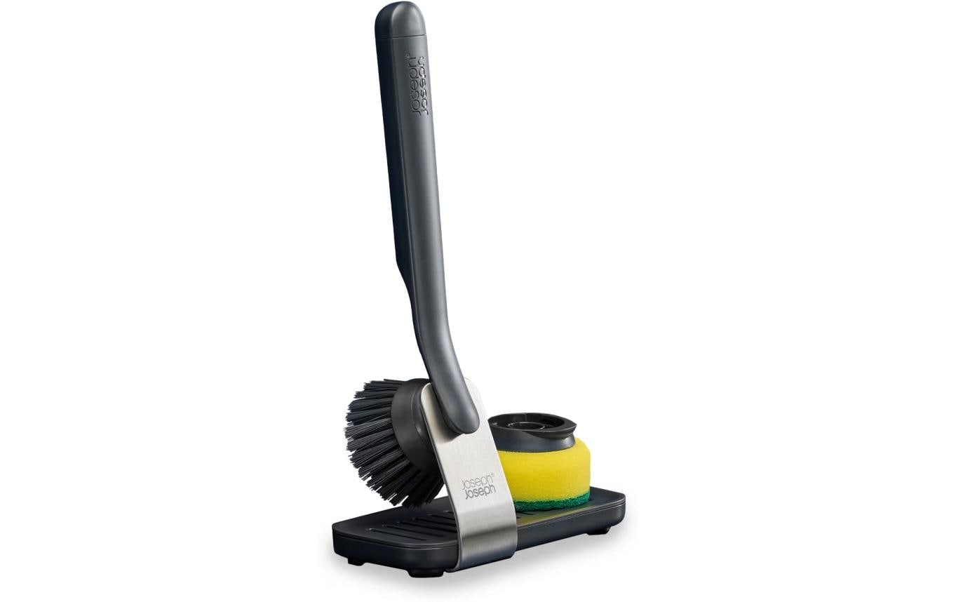 Joseph Joseph SinkTech Abwaschbürste – Kunststoff, Edelstahl/Kunststoff, 28 cm, Schwarz, Ersatzschwamm