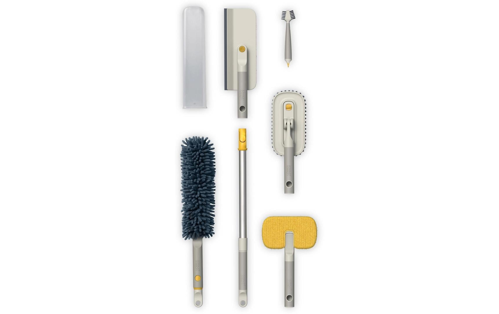 Joseph Joseph CleanTech Reinigungsset – 69,6 cm Teleskopstiel – Mikrofaser/Aluminium – Grau/Mehrfarbig