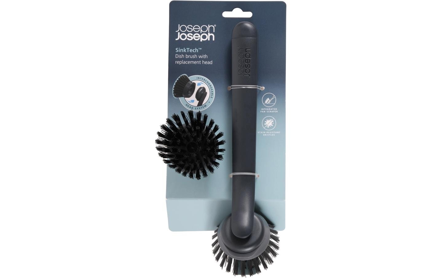 Joseph Joseph SinkTech Abwaschbürste – Kunststoff, 26 cm, Anthrazit, spülmaschinenfest – für SinkTech System