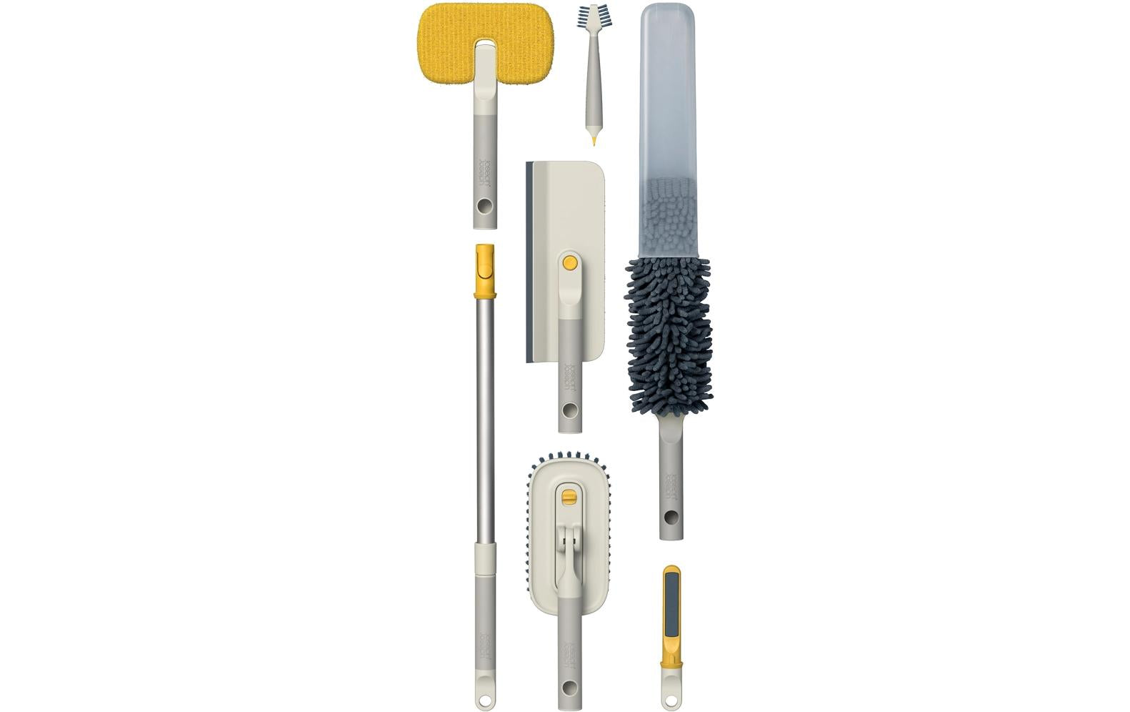 Joseph Joseph CleanTech Reinigungsset – 69,6 cm Teleskopstiel – Mikrofaser/Aluminium – Grau/Mehrfarbig