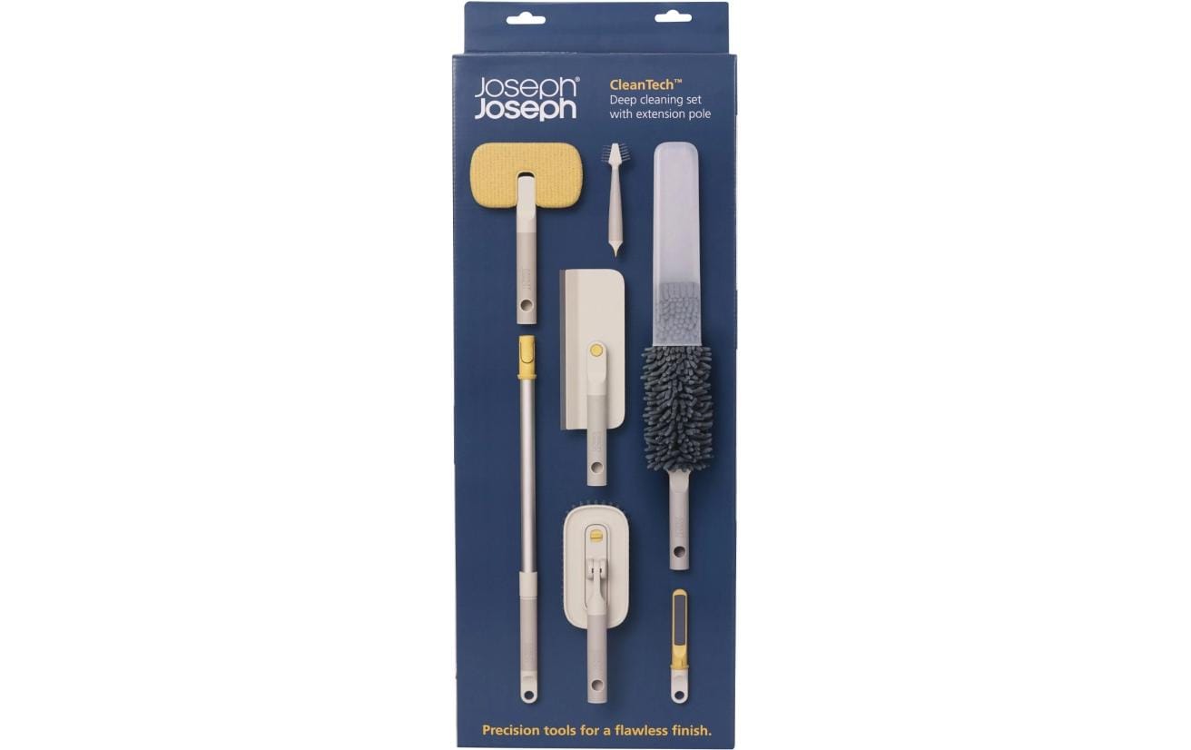 Joseph Joseph CleanTech Reinigungsset – 69,6 cm Teleskopstiel – Mikrofaser/Aluminium – Grau/Mehrfarbig