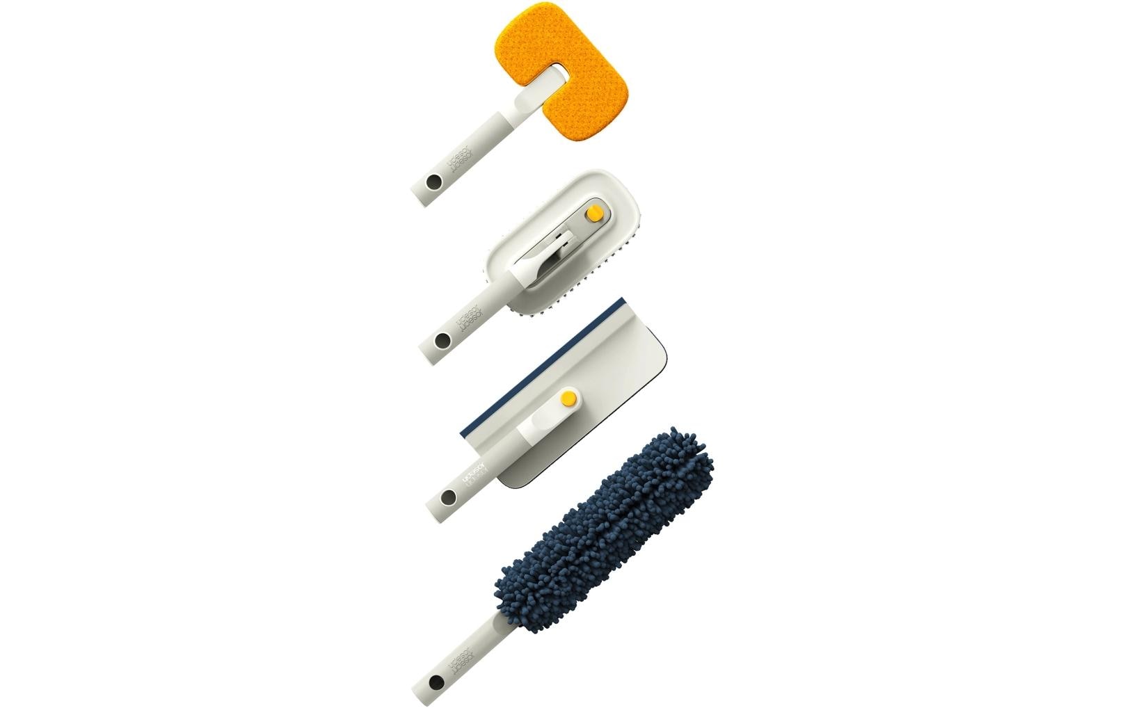 Joseph Joseph CleanTech Reinigungsset – 69,6 cm Teleskopstiel – Mikrofaser/Aluminium – Grau/Mehrfarbig
