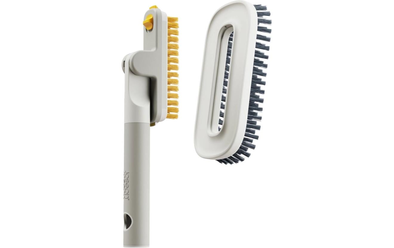 Joseph Joseph Fugen-/Detailbürste CleanTech – 31 cm, Kunststoff, PP/Silikon, Grau, mit Metallschaber
