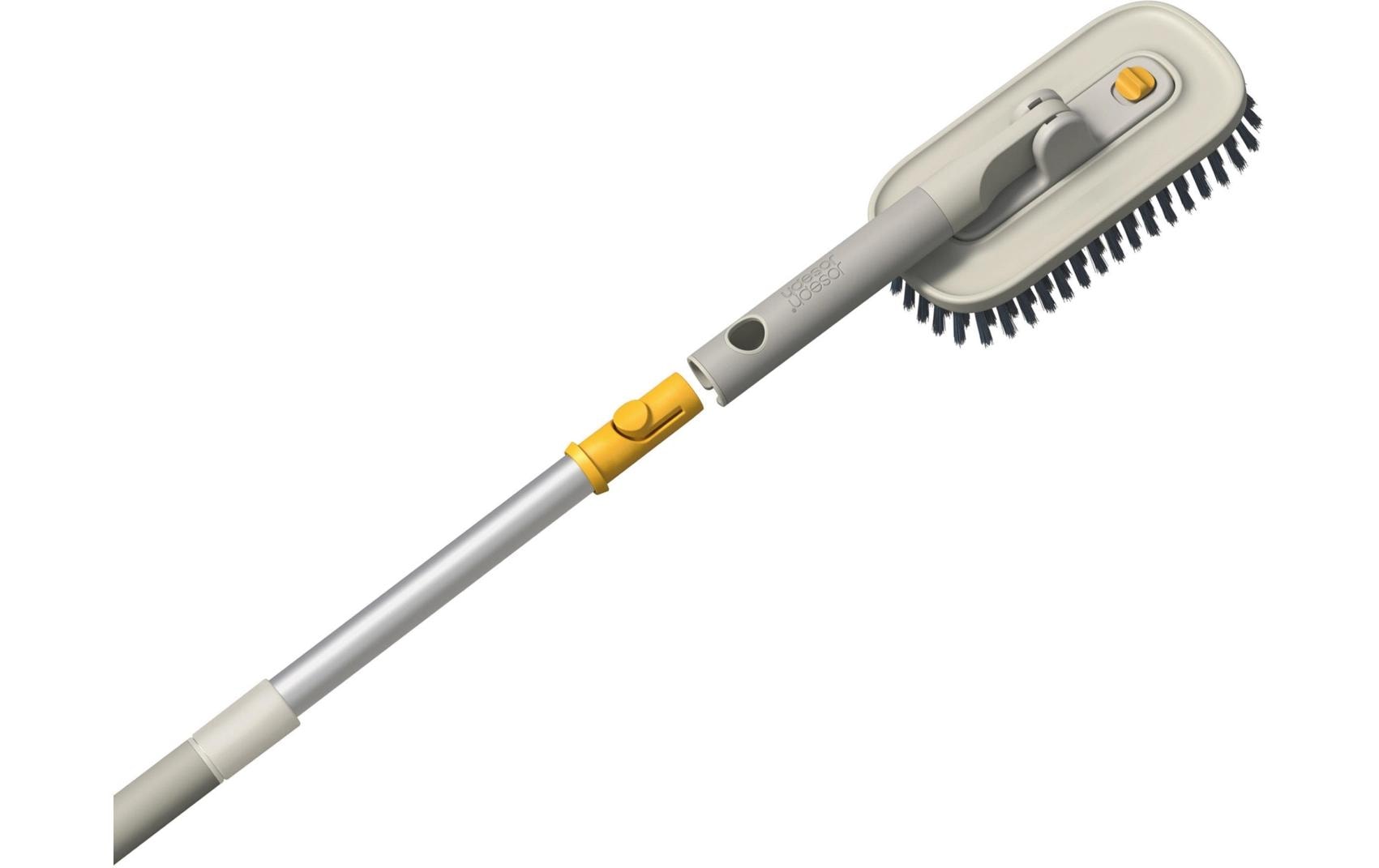 Joseph Joseph Fugen-/Detailbürste CleanTech – 31 cm, Kunststoff, PP/Silikon, Grau, mit Metallschaber