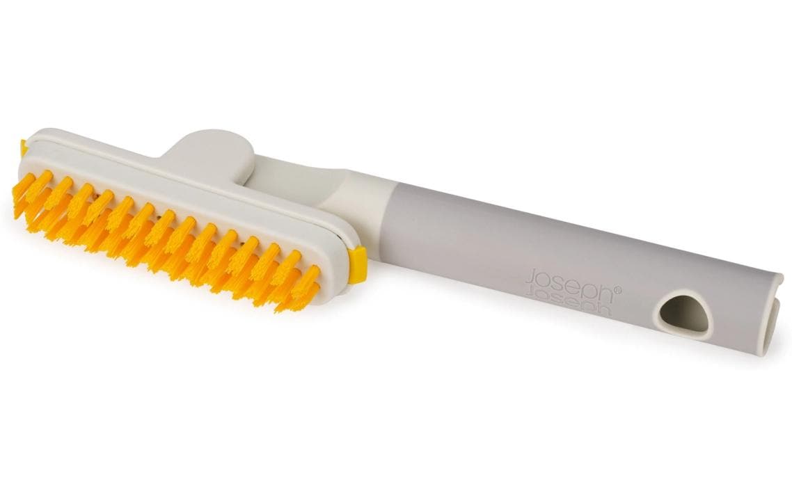 Joseph Joseph Fugen-/Detailbürste CleanTech – 31 cm, Kunststoff, PP/Silikon, Grau, mit Metallschaber