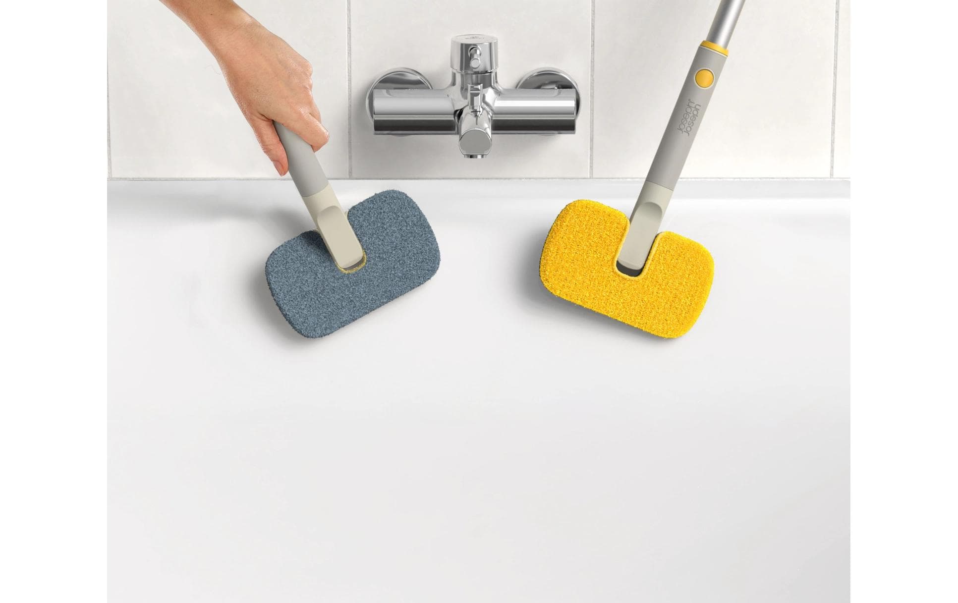 Joseph Joseph Scheuerbürste CleanTech – Polypropylen (PP), grau, 2-in-1 – für CleanTech Teleskopstange