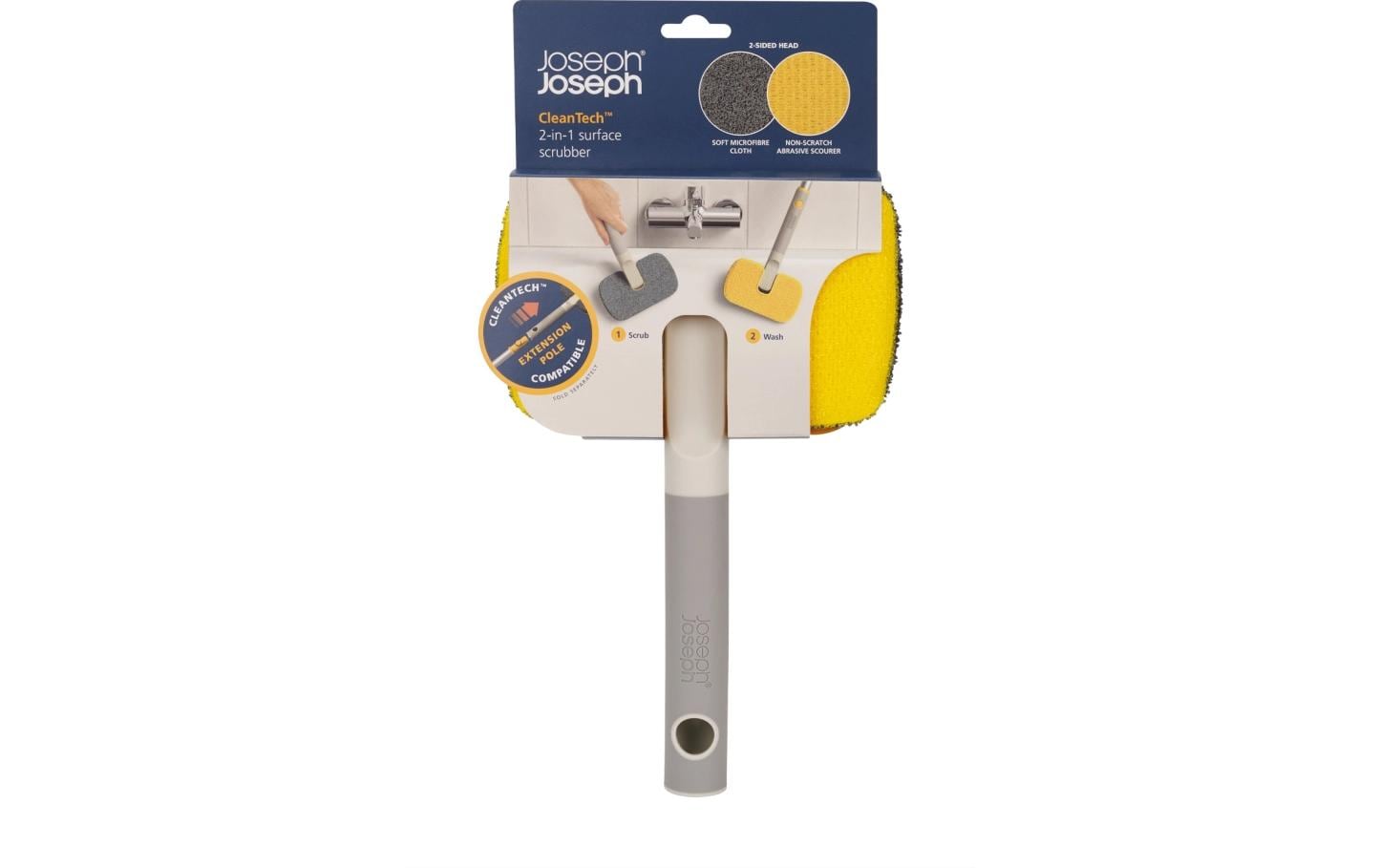 Joseph Joseph Scheuerbürste CleanTech – Polypropylen (PP), grau, 2-in-1 – für CleanTech Teleskopstange