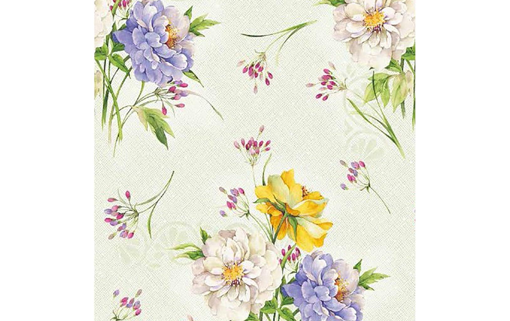 Hubatka Tischdecke – 140×220 cm, PVC, Beige/Gelb, Blumenbouquet