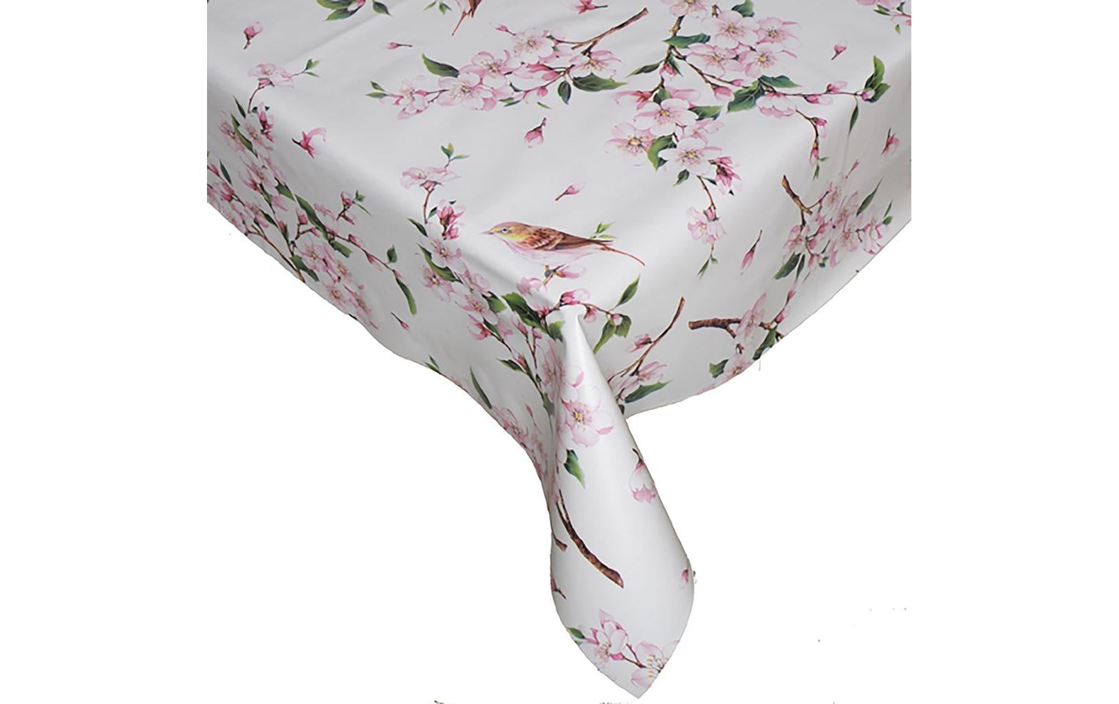 Hubatka Tischdecke – 140×140 cm, PVC, Grün/Rosa, Blüten