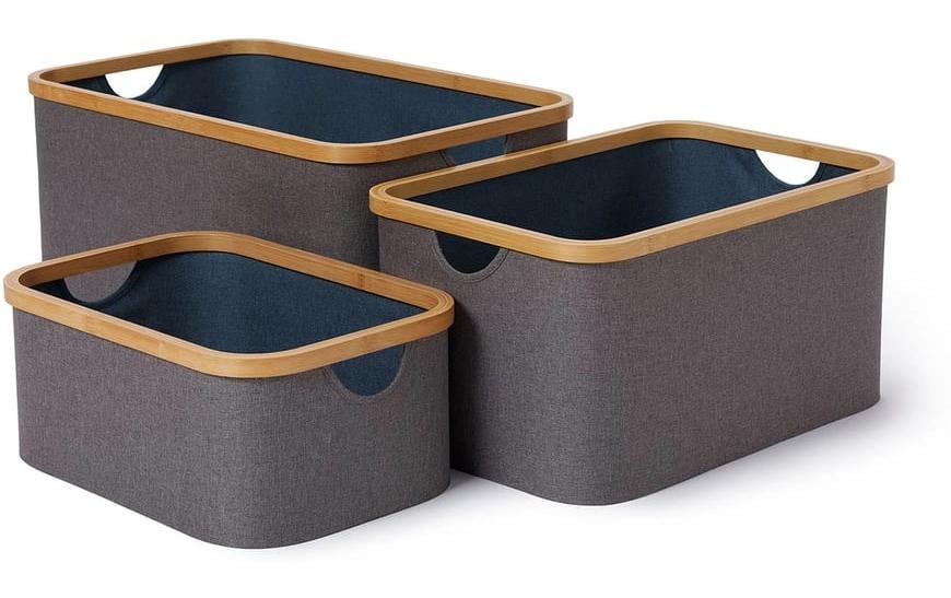 Lumaland Aufbewahrungsbox – Polyester – Grau – 300 × 300 × 100 mm – 4 Stück