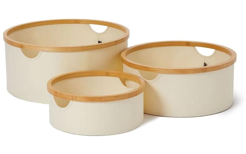 Lumaland Aufbewahrungsbox Set 3-teilig – Polyester – Beige – Ø 450/380/300 × H 200/160/120 mm