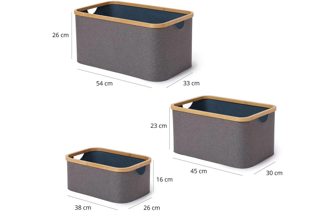 Lumaland Aufbewahrungsbox – Polyester – Grau – 300 × 300 × 100 mm – 4 Stück