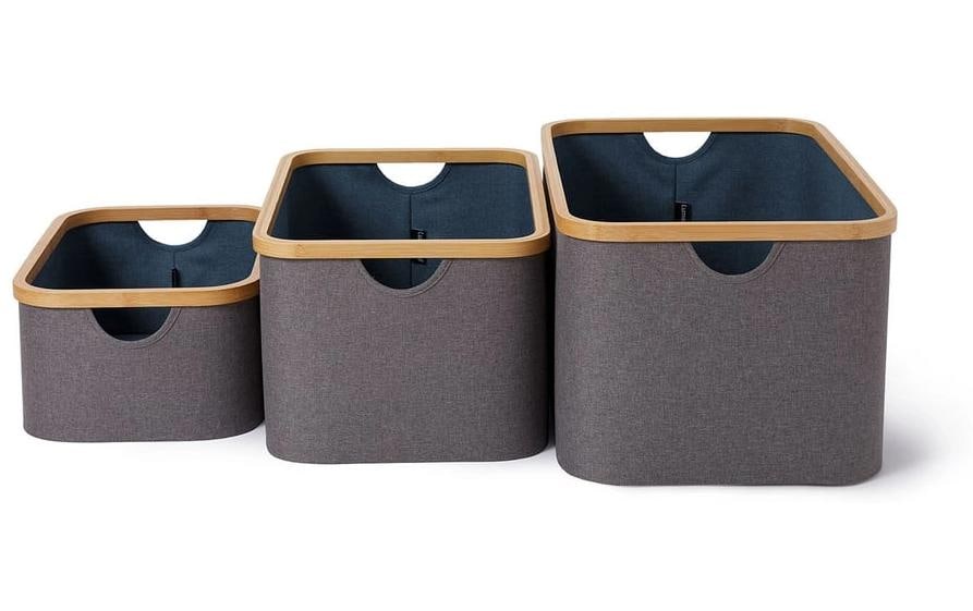 Lumaland Aufbewahrungsbox – Polyester – Grau – 300 × 300 × 100 mm – 4 Stück