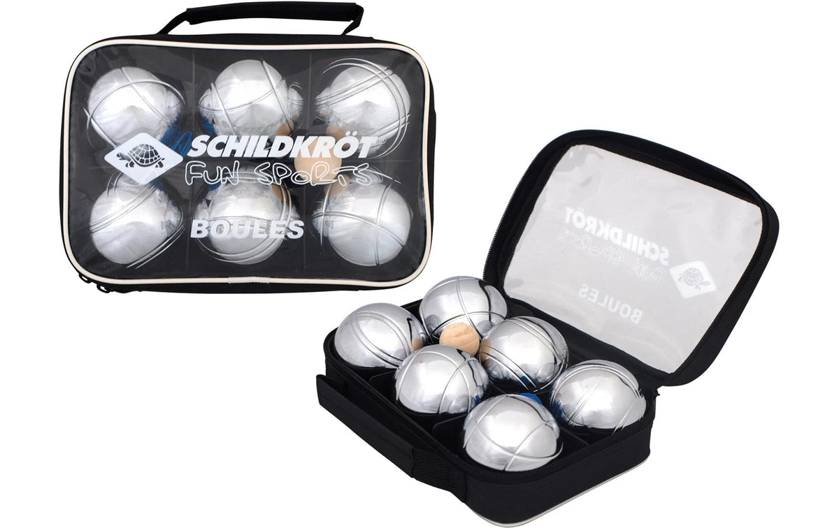 Schildkröt funsports Boccia-Set – 4 Stück – Stahl, Holz, Nylon – Silber