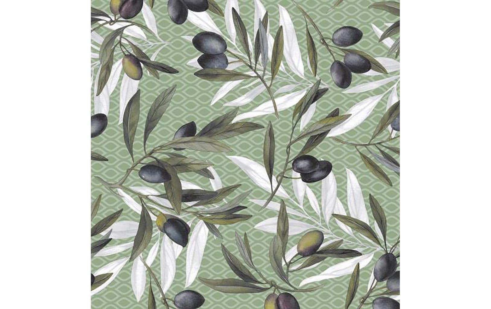 Hubatka Tischdecke – 140×220 cm, PVC, Olive/Weiss, Olive