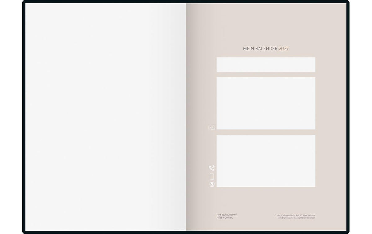 Rido idé Design Line – Tagesagenda 2027, 1 Tag/1 Seite, A5, Hardcover