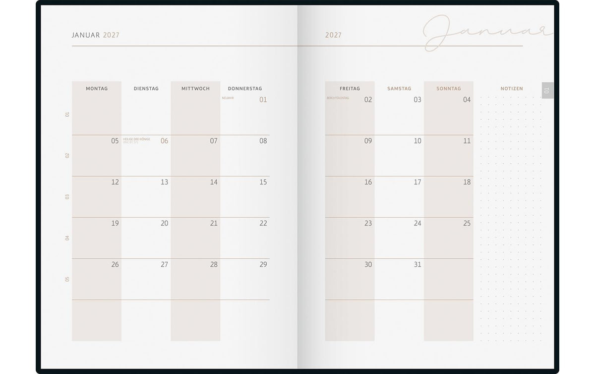 Rido idé Design Line – Tagesagenda 2027, 1 Tag/1 Seite, A5, Hardcover