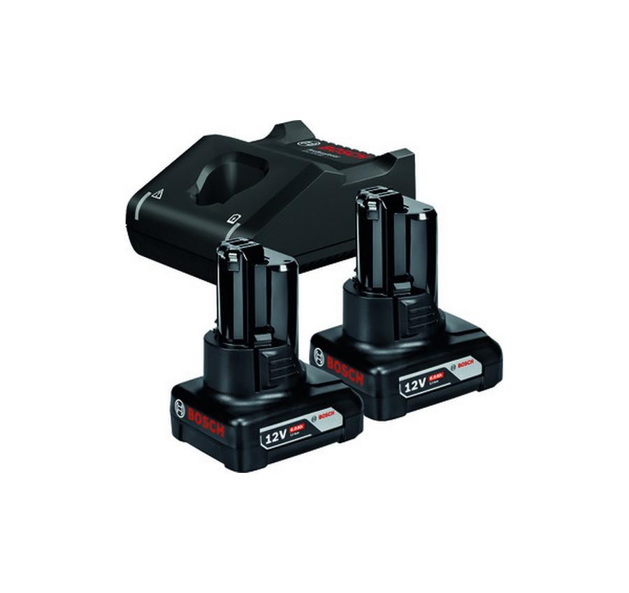 Bosch Professionelles Akku- & Ladegerät-Set 12 V 6 Ah – 2 Stk – 4 A-Ladegerät – für Bosch Professional 12 V