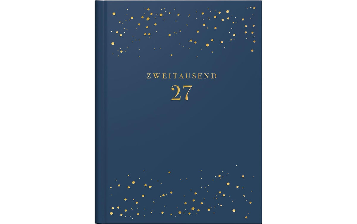 Rido idé Design Line – Wochenagenda 2027, 1 Woche/2 Seiten, A6, gebunden, Sternenhimmel (dunkelblau)