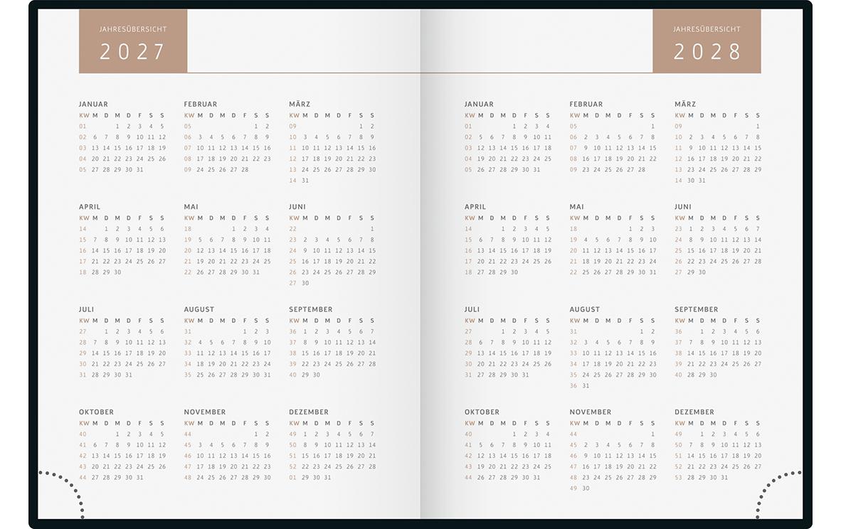 Rido idé Design Line – Wochenagenda 2027, 1 Woche/2 Seiten, A6, gebunden, Sternenhimmel (dunkelblau)
