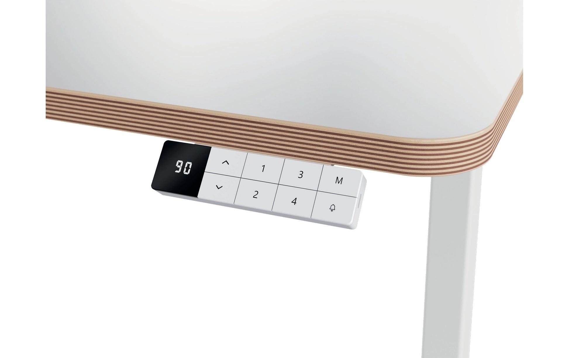 Leitz Höhenverstellbarer Tisch, 140 × 80 cm, elektrisch, 60 kg, weiss, Holz