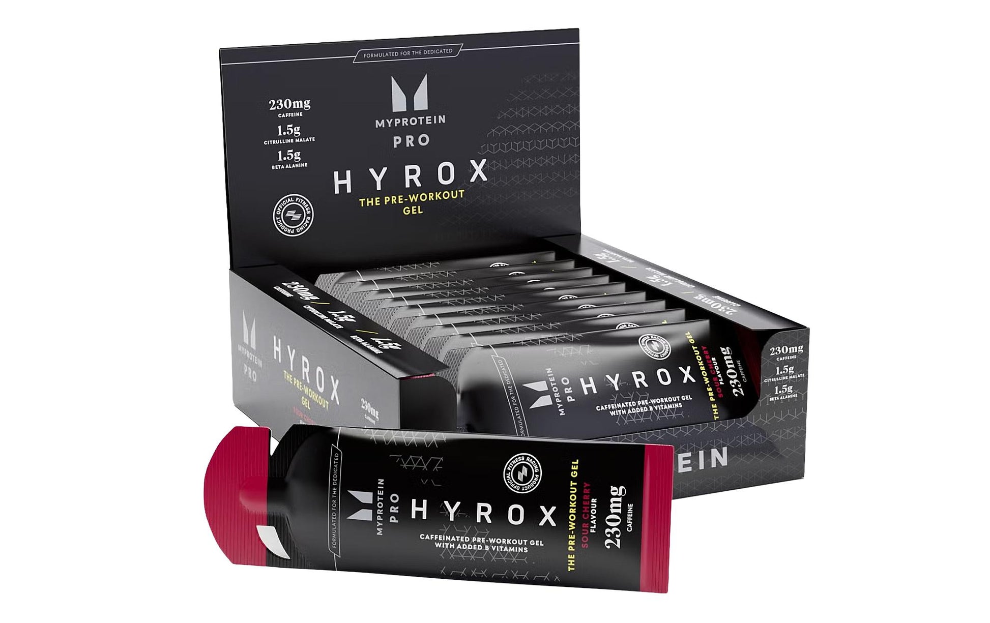 Myprotein Hyrox Pre-Workout Gel – Kirsche, Protein – 12 × 48 ml