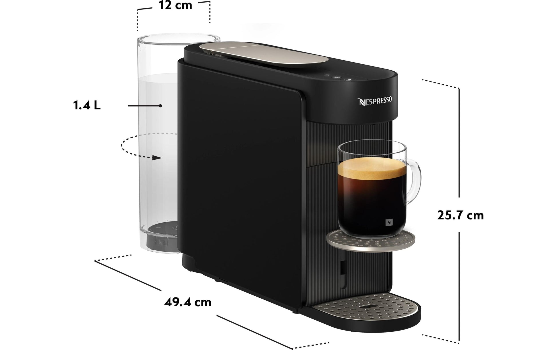 Krups Vertuo Up Kapselmaschine – für Nespresso Vertuo, 1,4 l, schwarz