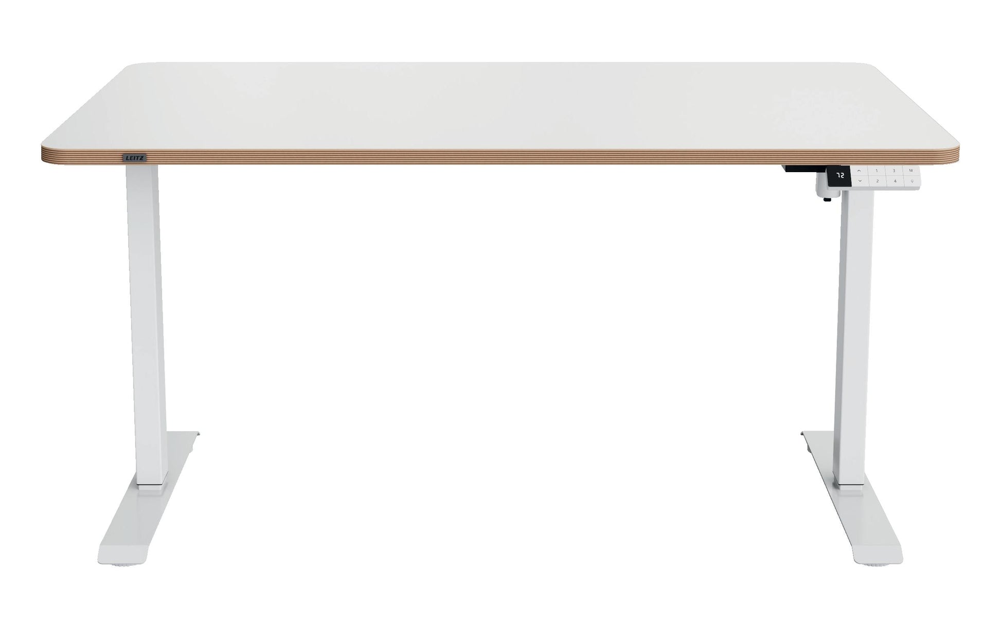 Leitz Höhenverstellbarer Tisch, 140 × 80 cm, elektrisch, 60 kg, weiss, Holz