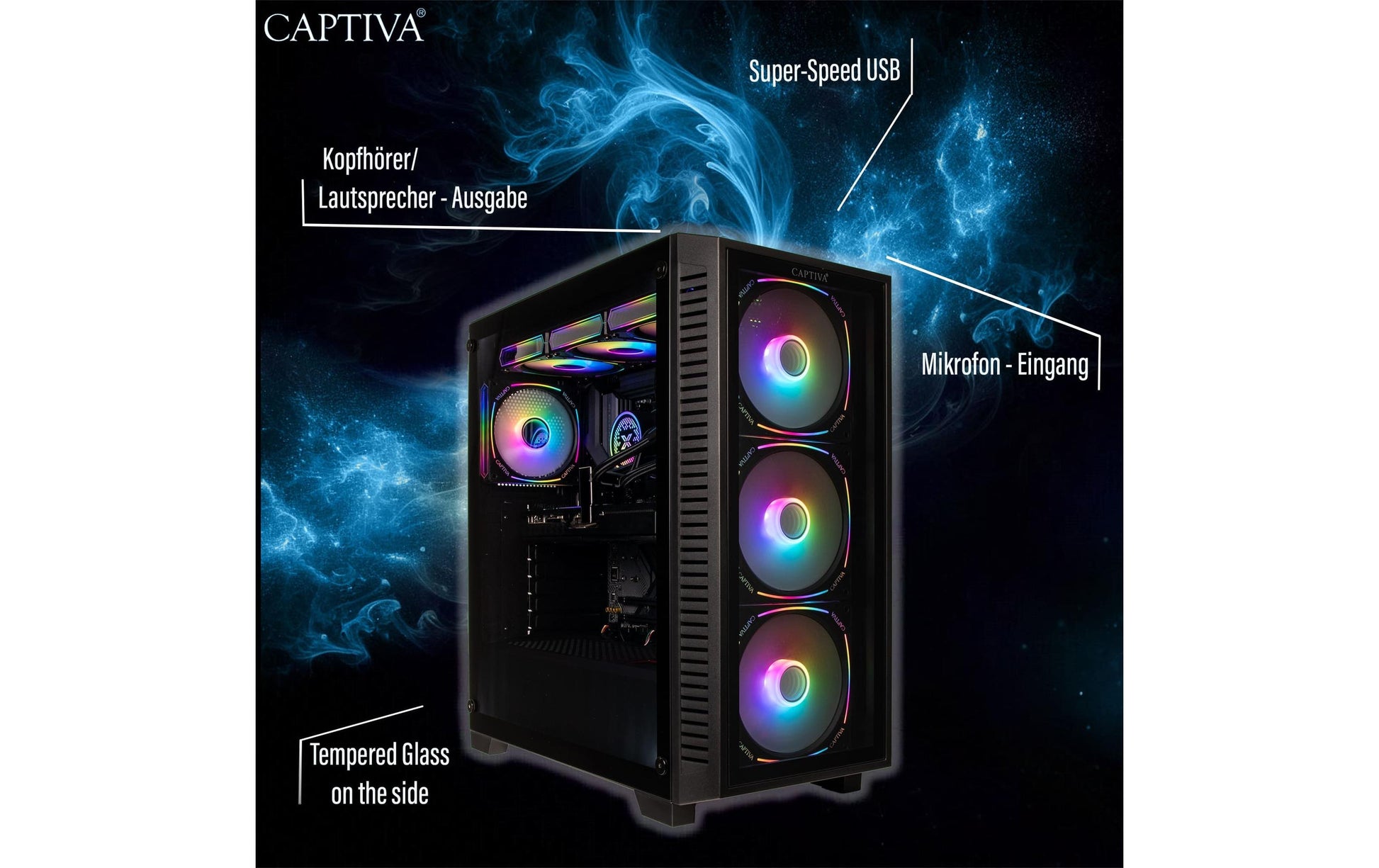 Captiva Tower – AMD Ryzen 7 7800X3D, 64 GB RAM, 2 TB SSD, NVIDIA RTX 5070 12 GB, Windows 11 Home