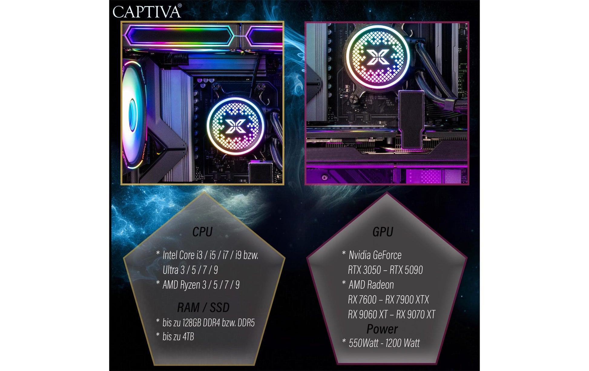 Captiva Tower – AMD Ryzen 7 7800X3D, 64 GB RAM, 2 TB SSD, NVIDIA RTX 5070 12 GB, Windows 11 Home