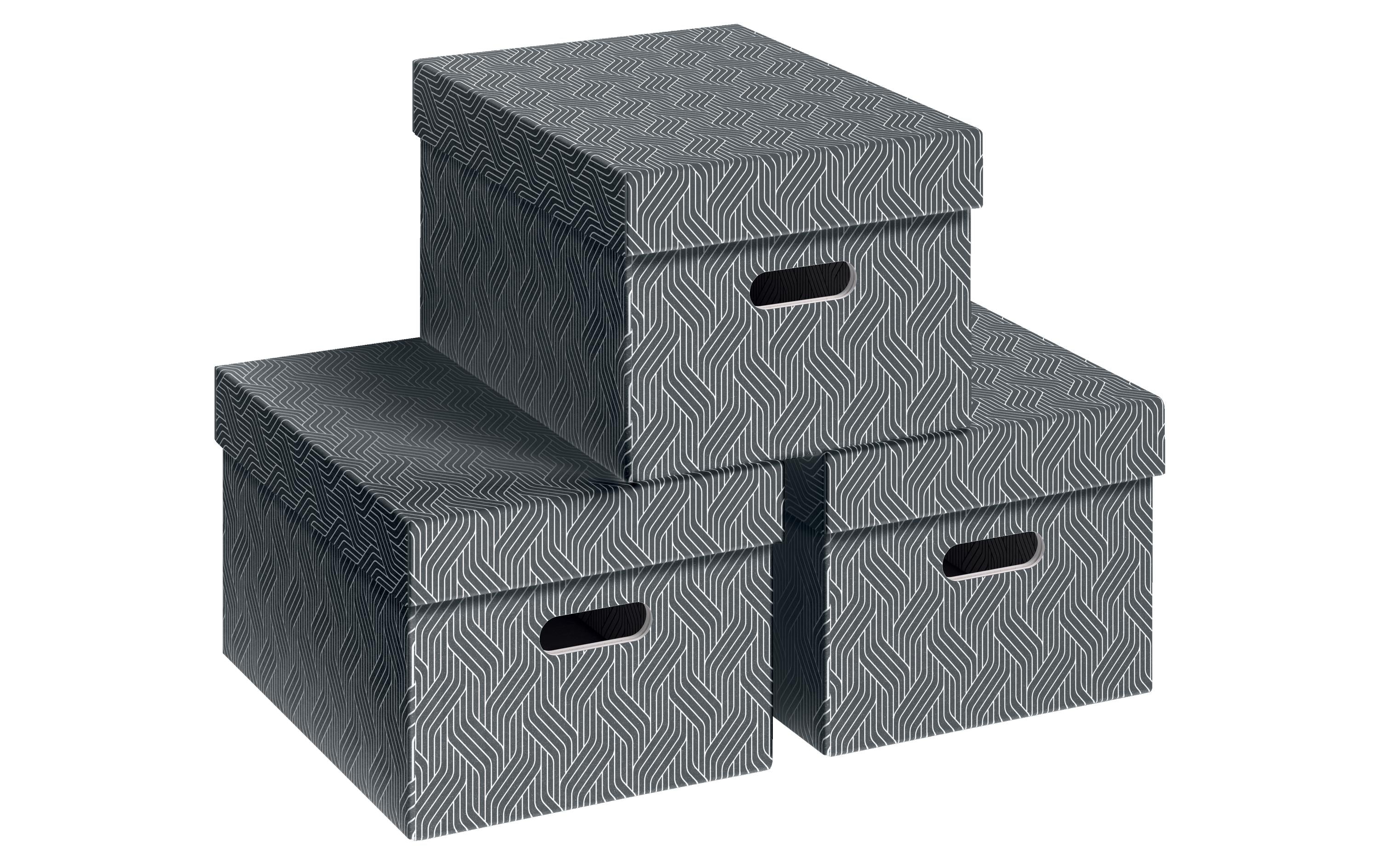 Von Aufbewahrungsbox 15 l (mit Deckel) – Karton – Grau – 265 × 205 × 365 mm – 3 Stück