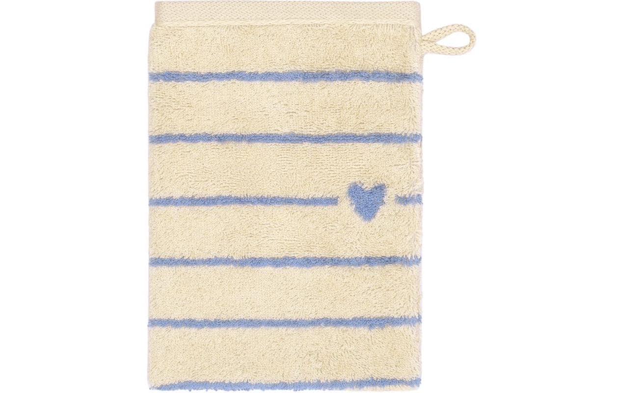 Cawö Waschhandschuh Heart Beats – 16×22 cm, Baumwolle, Blau