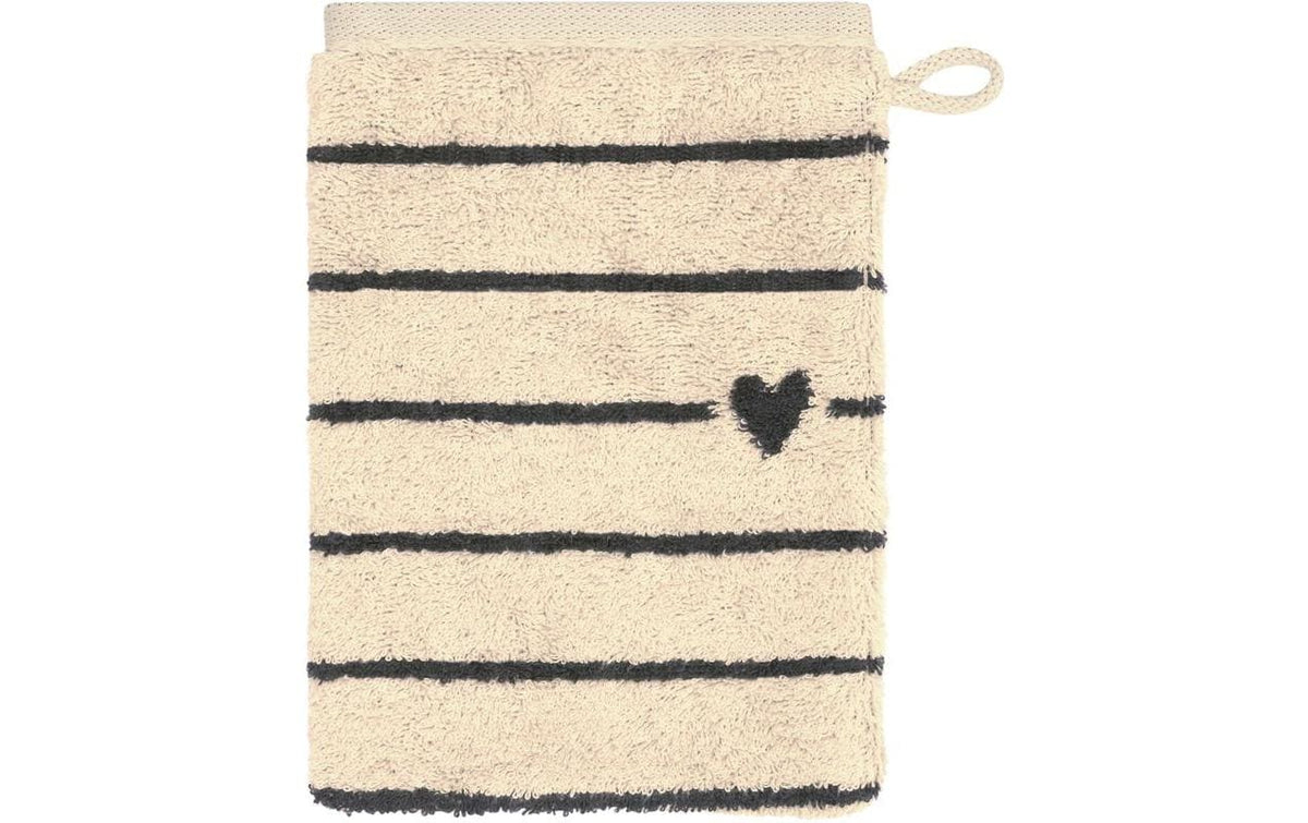 Cawö Waschhandschuh Heart Beats – 16×22 cm, Baumwolle, Grau