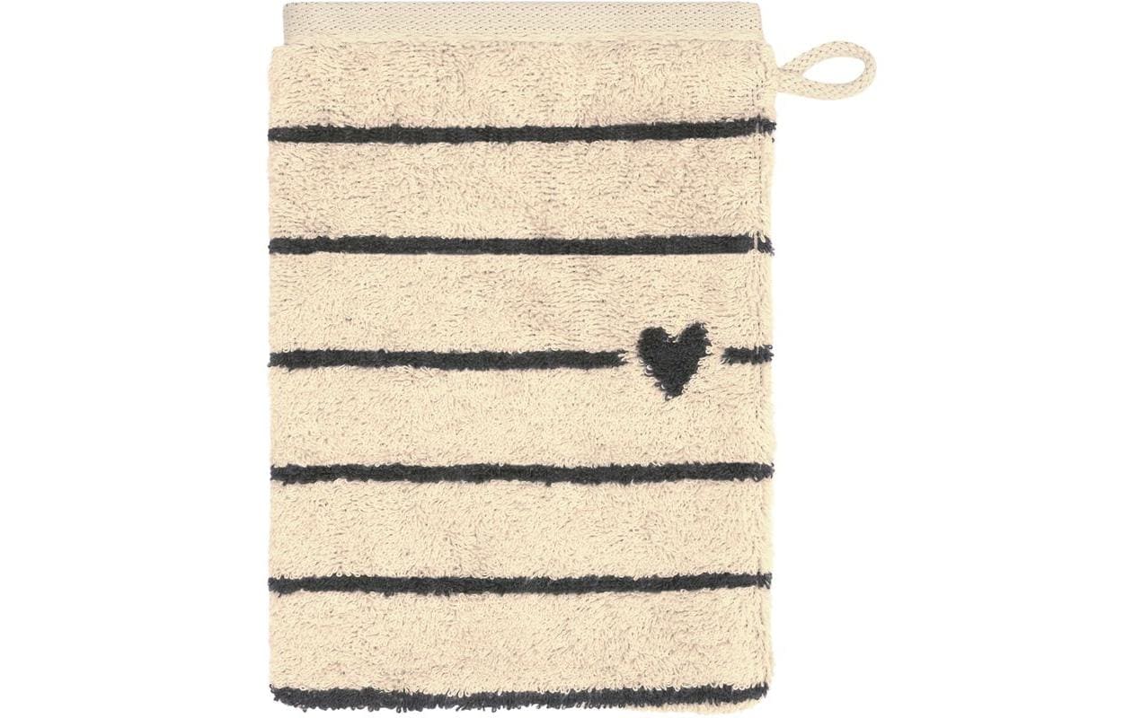 Cawö Waschhandschuh Heart Beats – 16×22 cm, Baumwolle, Grau