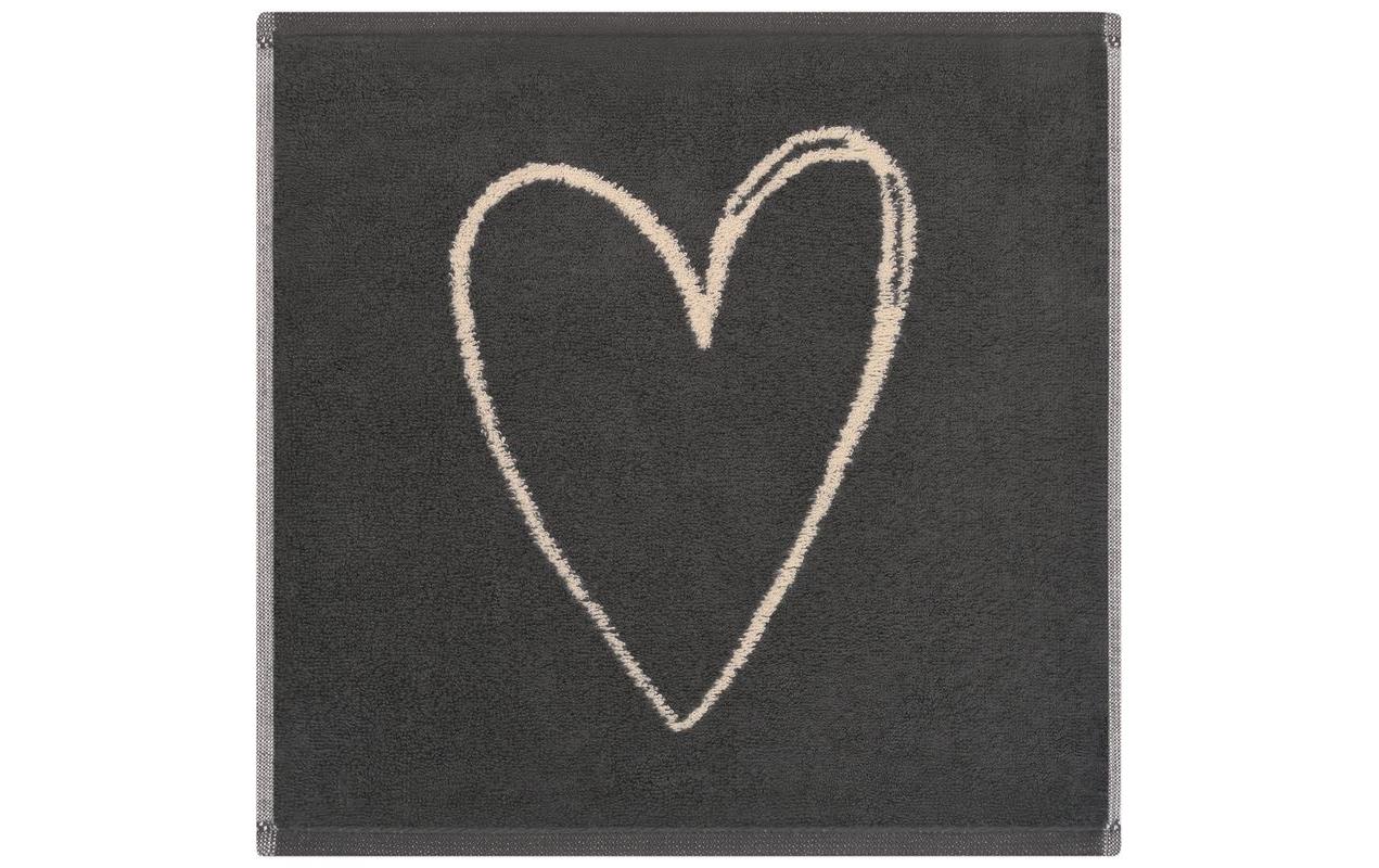Cawö Waschlappen Heart Beats – 30×30 cm, Baumwolle, Beige/Grau