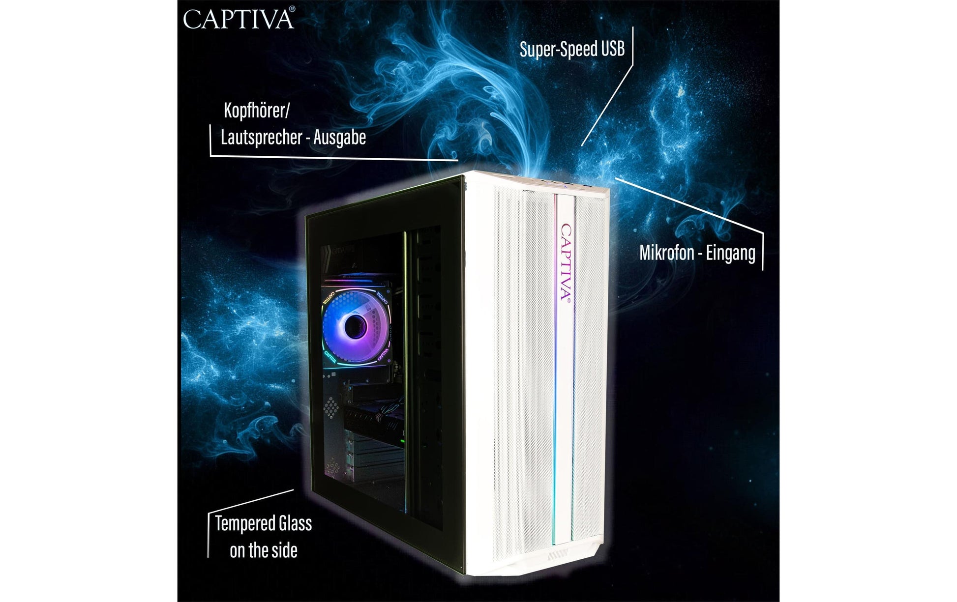 Captiva Entry Gaming R10-0286 Tower – AMD Ryzen 7 8700F, 16 GB RAM, 500 GB SSD, Windows 11 Home