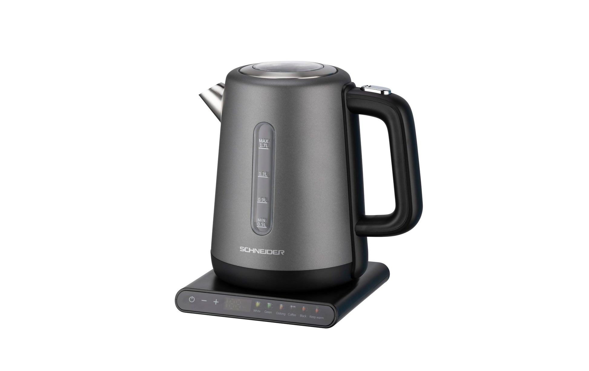 Schneider AG Schneider Wasserkocher – 1,7 l, Edelstahl, 2200 W, Grau