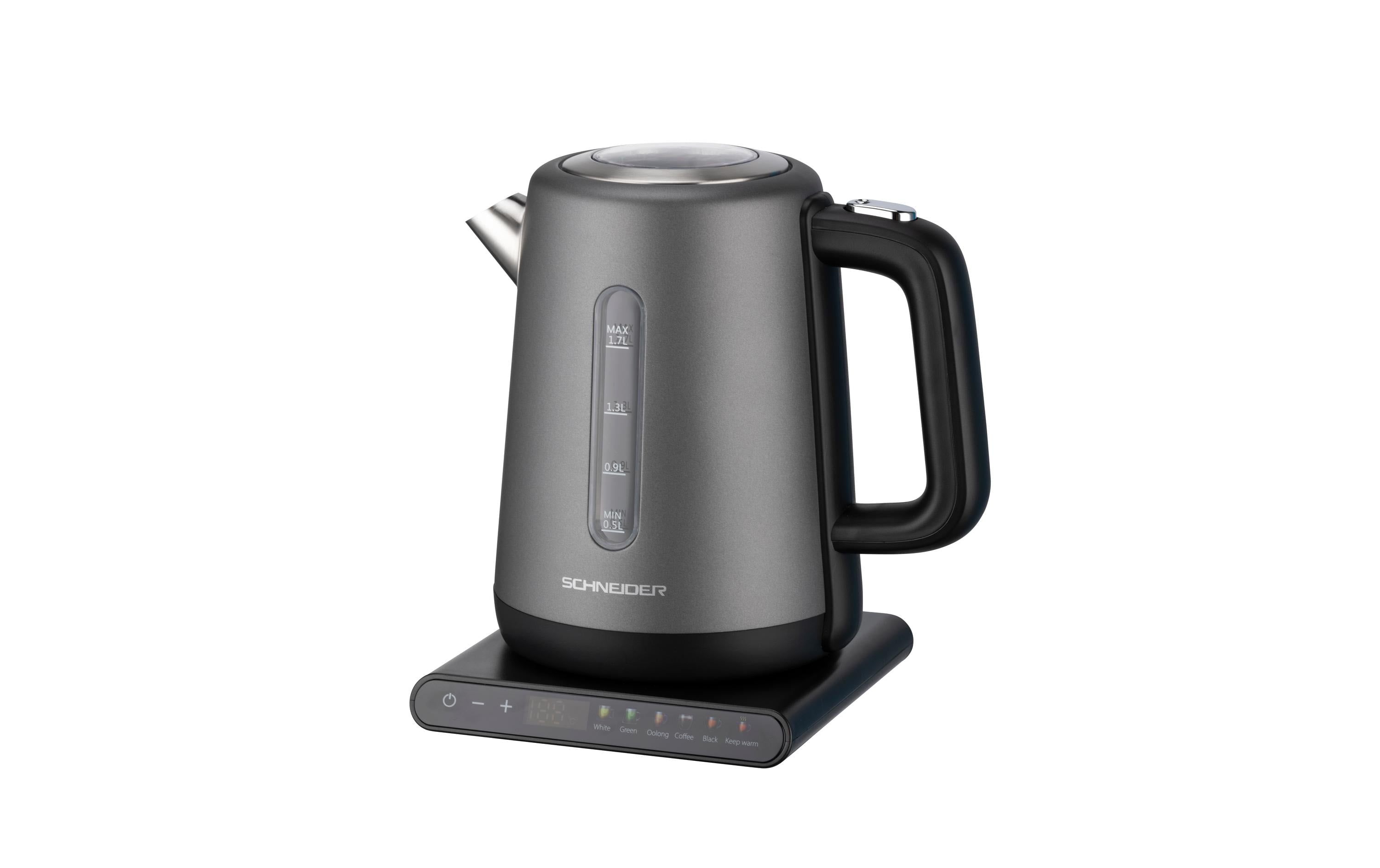 Schneider AG Schneider Wasserkocher – 1,7 l, Edelstahl, 2200 W, Grau