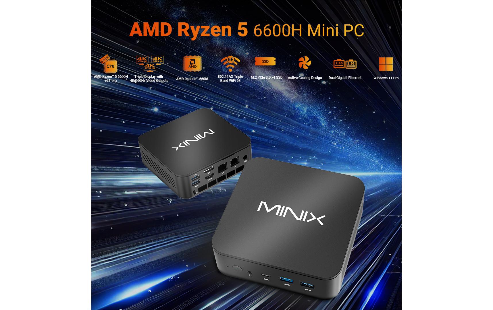 Minix NGC NR660 LP Micro – AMD Ryzen 5 6600H, 16 GB RAM, 512 GB SSD, Windows 11 Pro